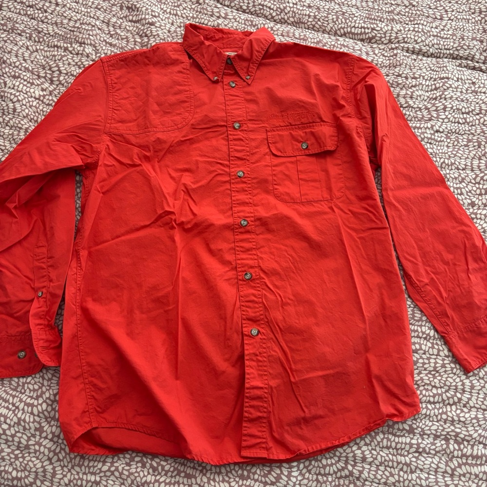 Men’s Beretta Red Cotton Shooting Shirt, Button Down Shirt, Large